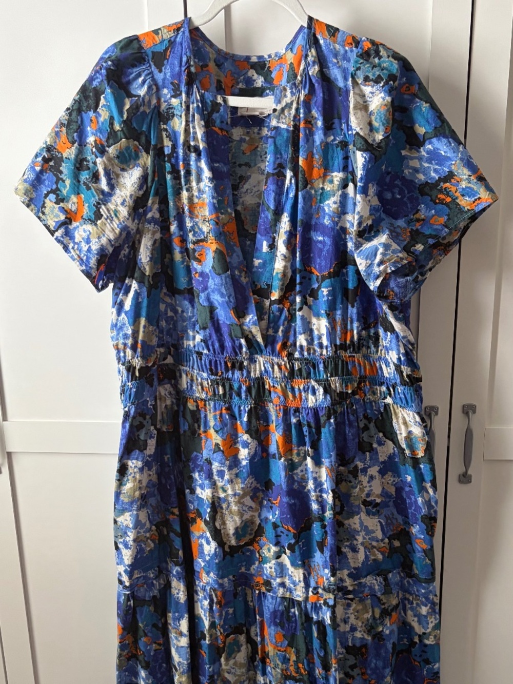 Anthropologie Plus Sized (2X) Blue White Orange Somerset Maxi Dress